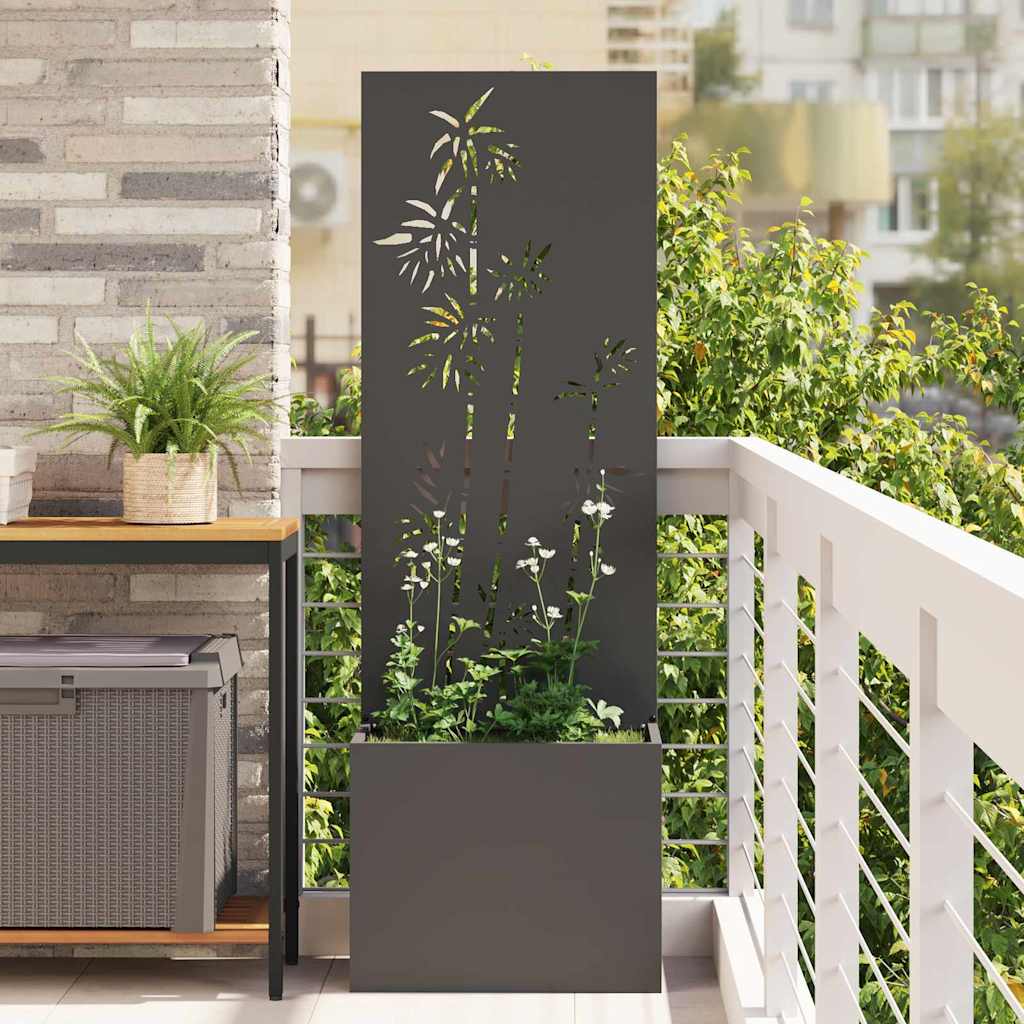 JUNG Vida Garten Sichtschutz-Leinwand Floral Schwarz 50 x 140 cm
