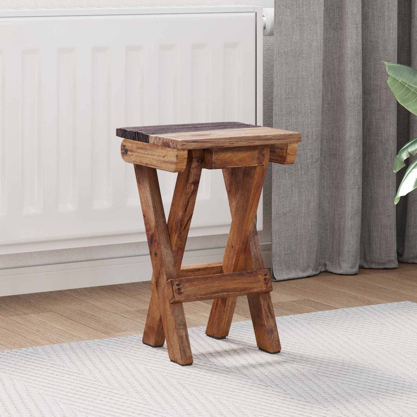 JUNG Vida Hocker Natur 30 x 30 x 48 cm Massivholz Altholz