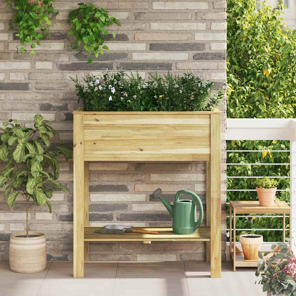 JUNG Vida Hoher Pflanzer mit Regal Braun 85,5 x 46,5 x 96 cm