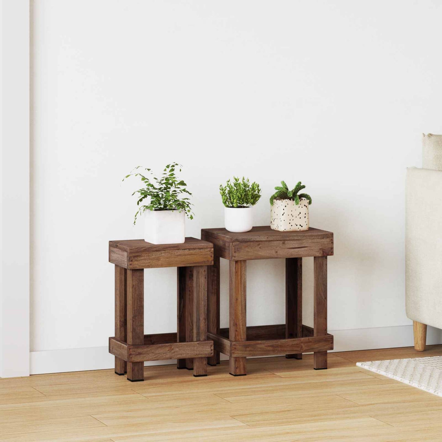 JUNG Vida Pflanzenständer 2 pcs Braun 70 x 11 x 27 cm Mahagoni Holz