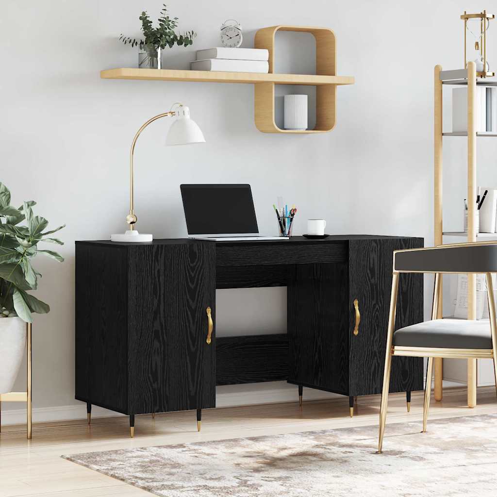 JUNG Vida Schreibtisch mit Regal Schwarz Eichen-Optik 140 x 50 x 75 cm