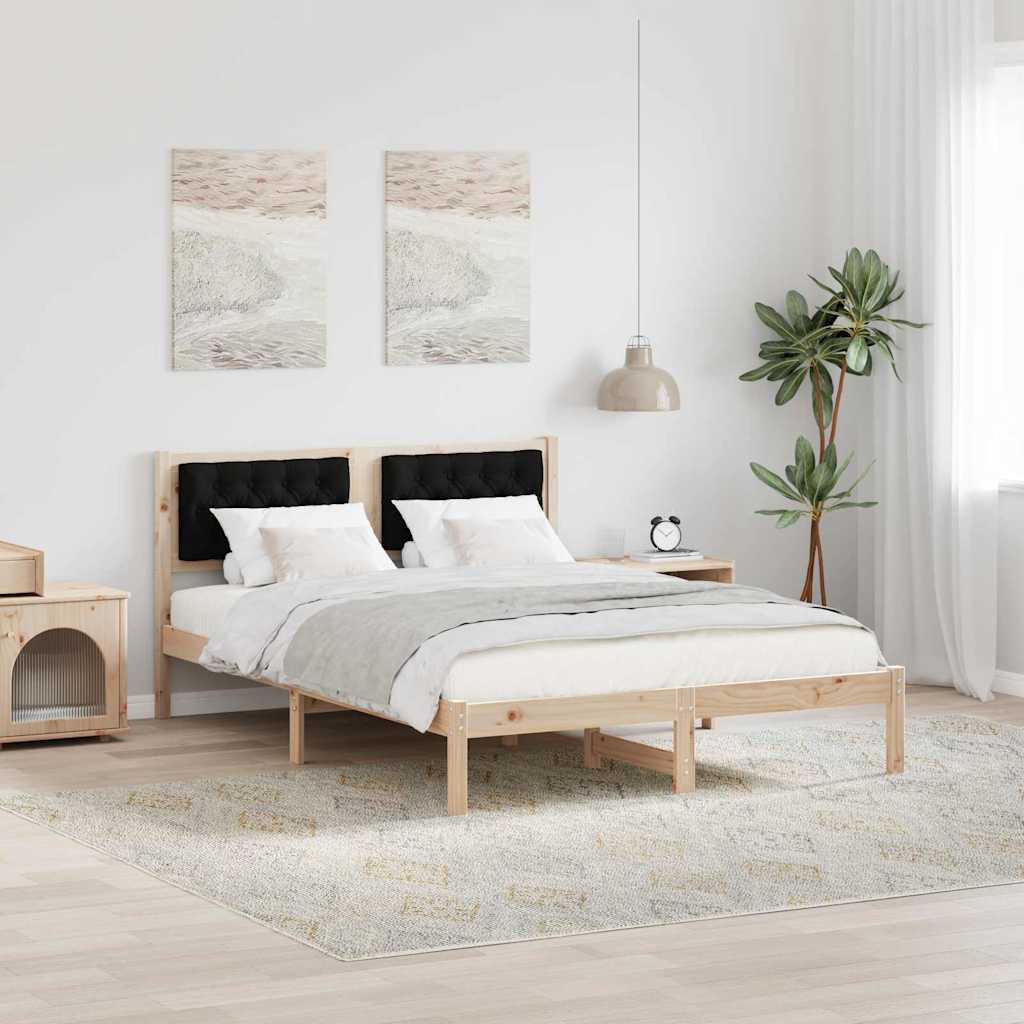 JUNG Vida Bettrahmen Schwarz 140 x 200 cm Massives Kiefernholz