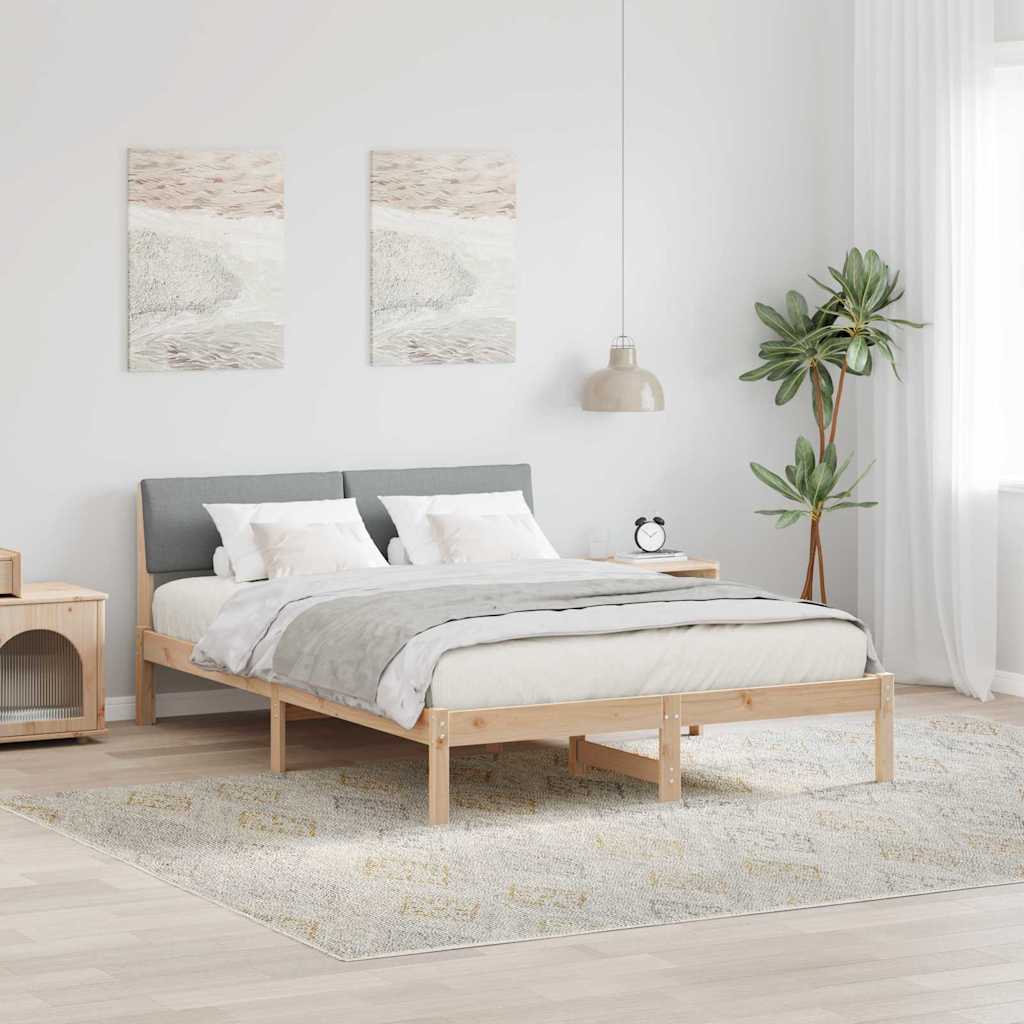 JUNG Vida Bettgestell Braun und hellgrau 140 x 190 cm Massivholz Kiefer