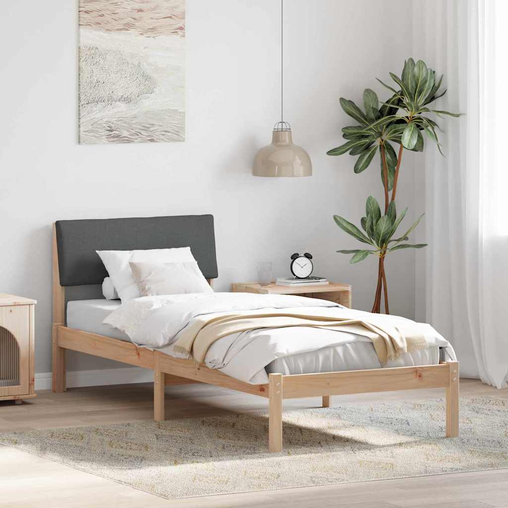 JUNG Vida Bettgestell Braun und Dunkelgrau 75 x 190 cm Massivholz Kiefer