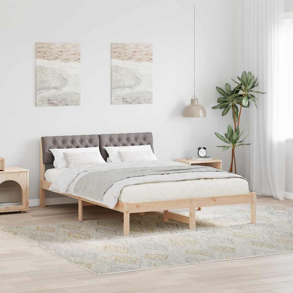 JUNG Vida Bettgestell Braun und Taupe 140 x 200 cm Massivholz Kiefer