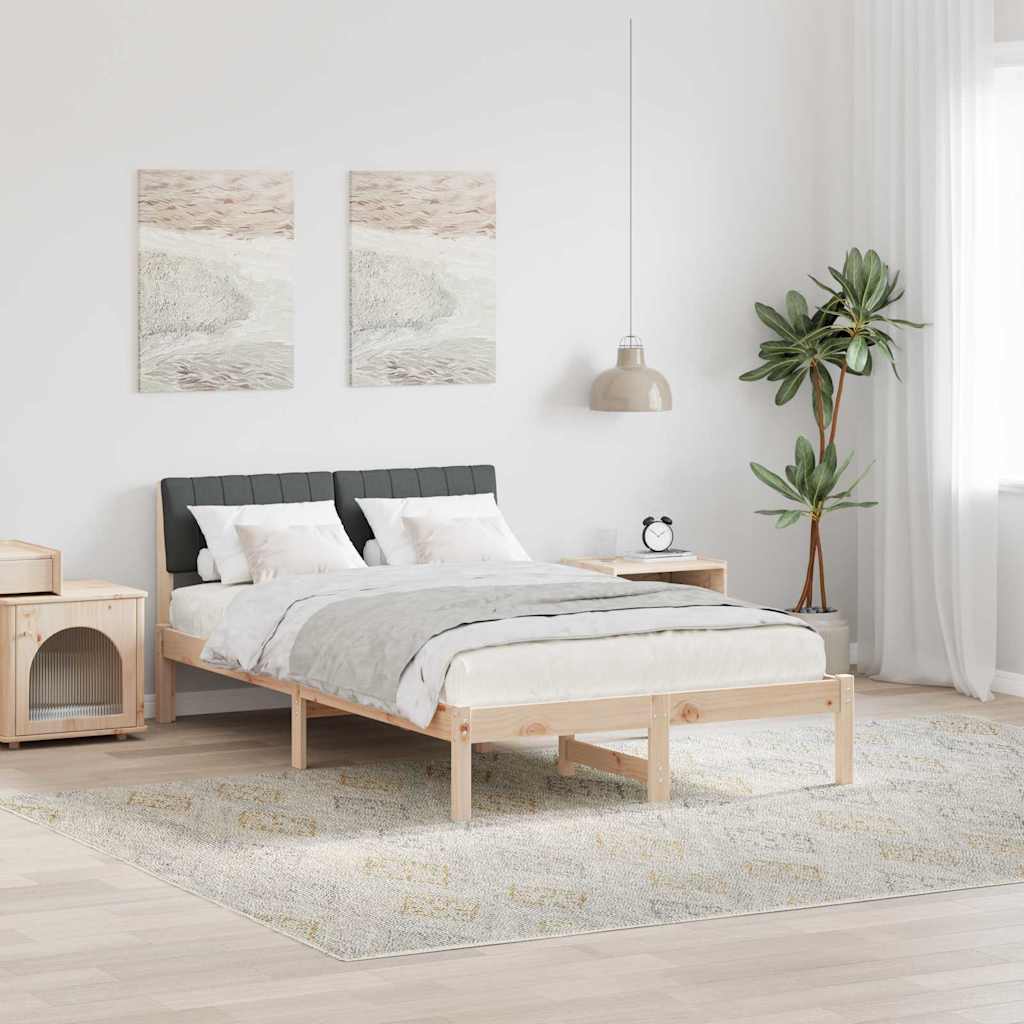 JUNG Vida Bettgestell Braun und Dunkelgrau 120 x 190 cm Massivholz Kiefer