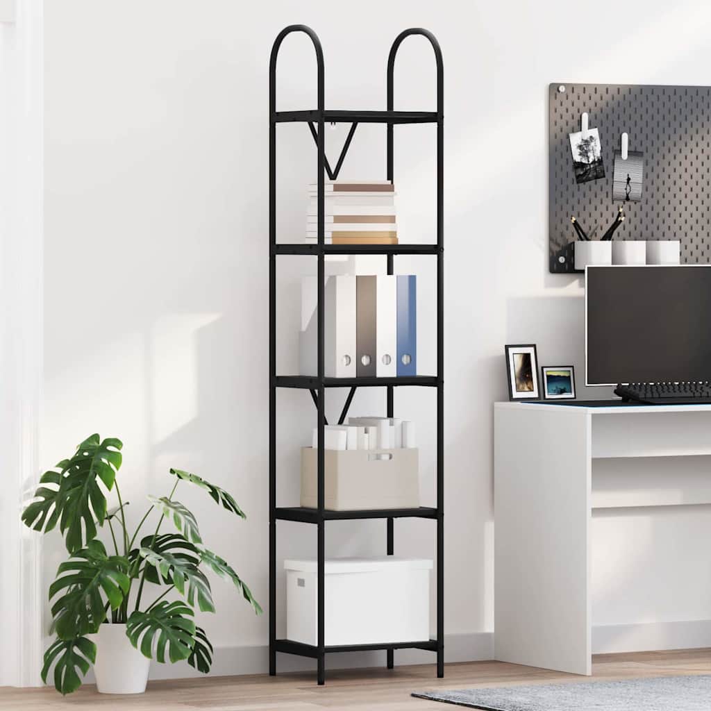 JUNG Vida Bücherregal Schwarz Eichen-Optik 40 x 30 x 183 cm Holzwerkstoff