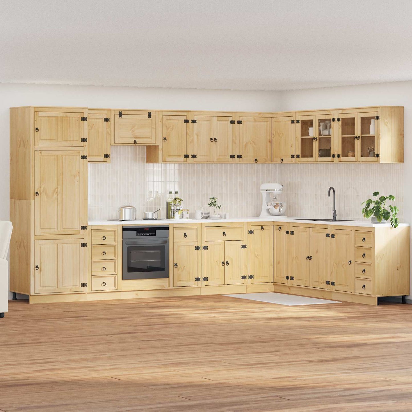 JUNG Vida Schrank mit Schubladen 14 pcs Honig Massives Kiefernholz