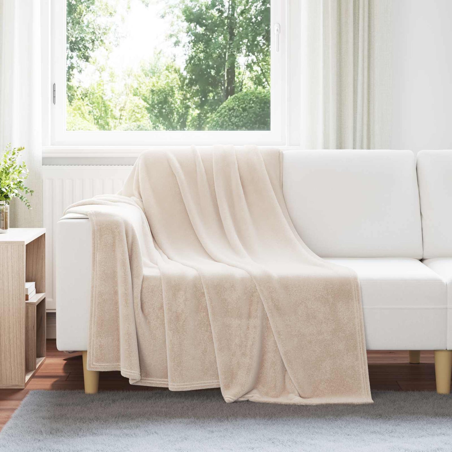 JUNG Vida Überwurfdecke Beige 150 x 200 cm Fleece
