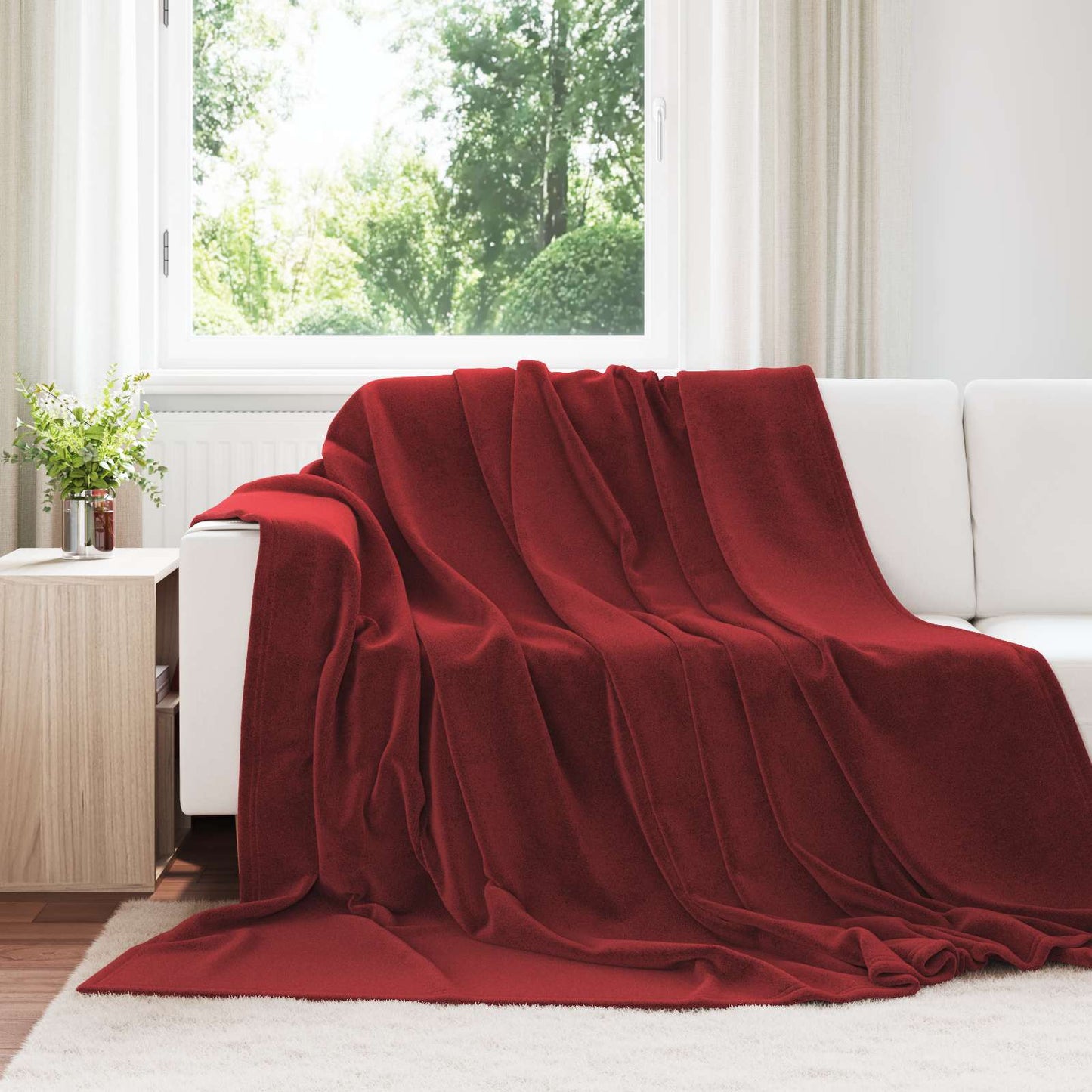 JUNG Vida Überwurfdecke Bordeauxrot 220 x 240 cm Fleece
