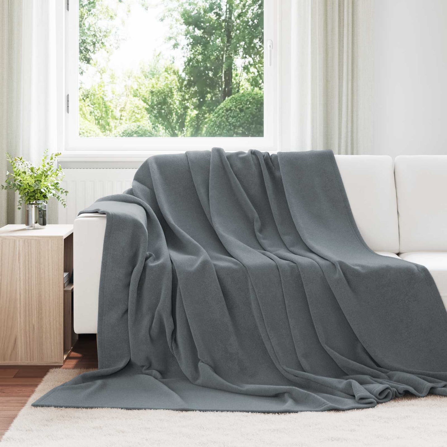JUNG Vida Wohndecken 6 Stück Dunkelgrau 220 x 240 cm Fleece