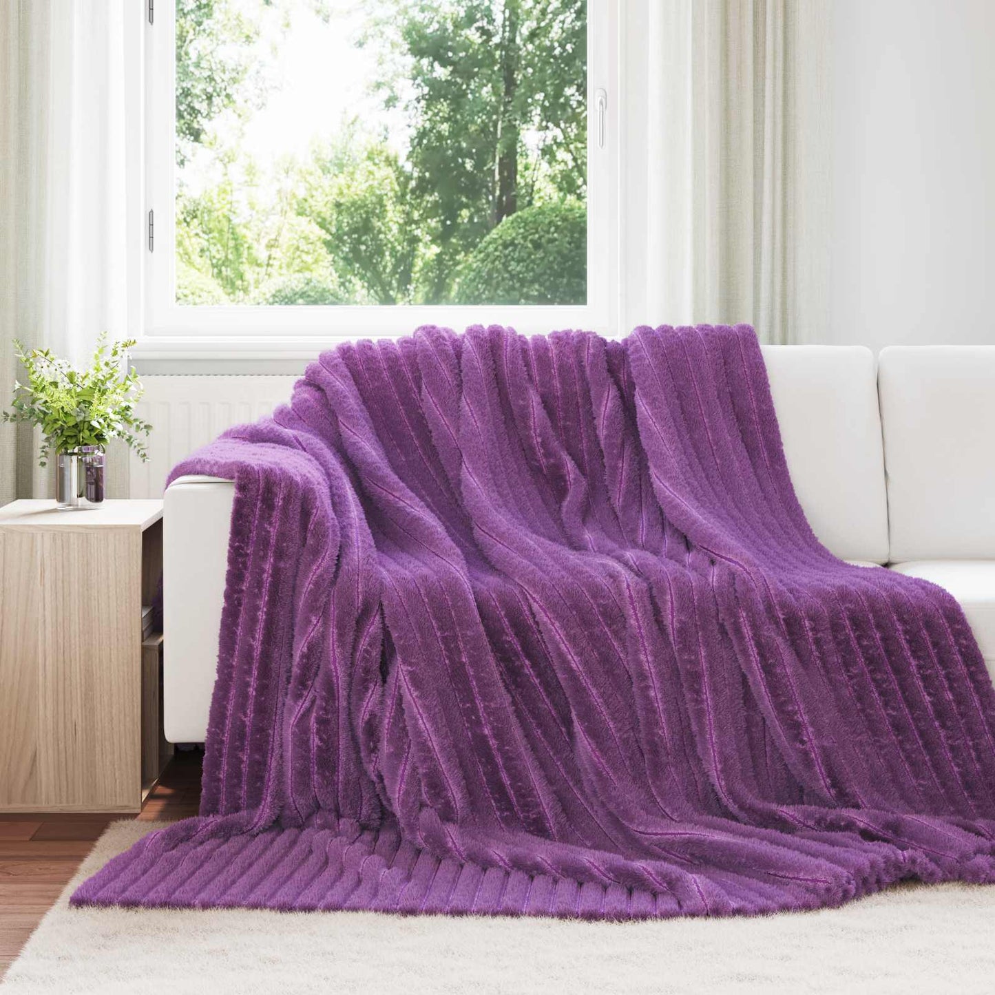 JUNG Vida Überwurfdecke Lila 270 x 240 cm Fleece