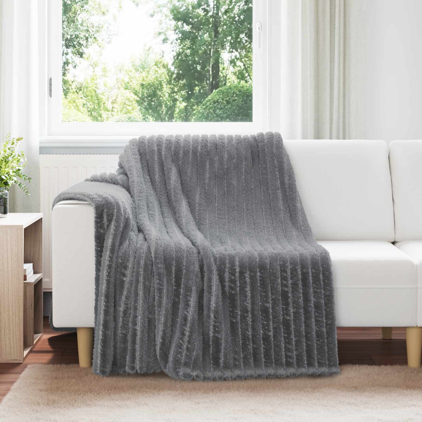 JUNG Vida Wohndecken 6 Stück Dunkelgrau 200 x 150 cm Fleece