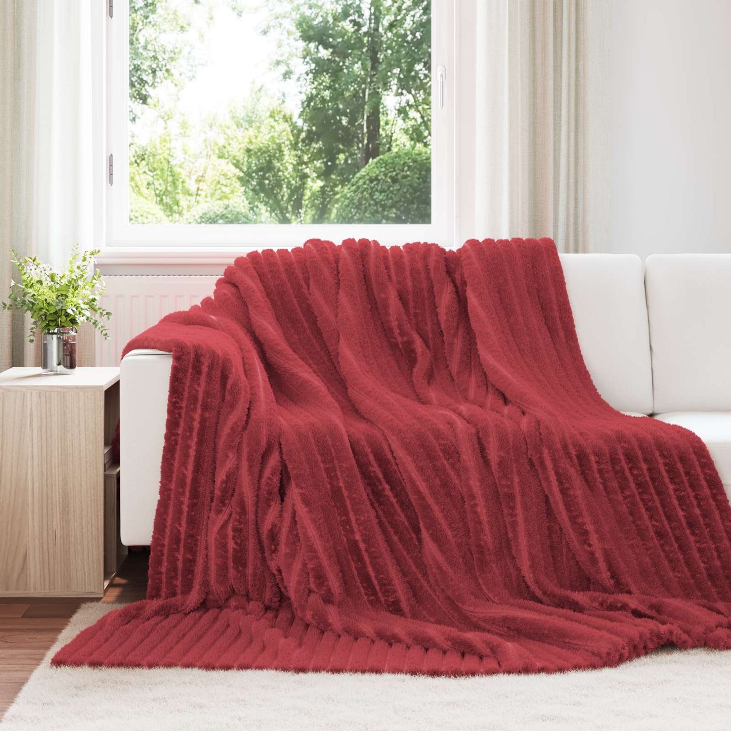 JUNG Vida Wohndecken 6 Stück Bordeauxrot 240 x 220 cm Fleece