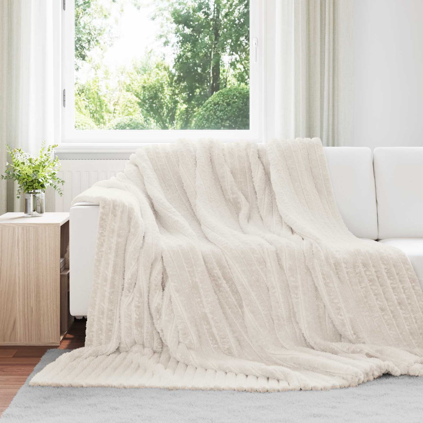 JUNG Vida Wohndecken 6 Stück Creme 240 x 220 cm Fleece