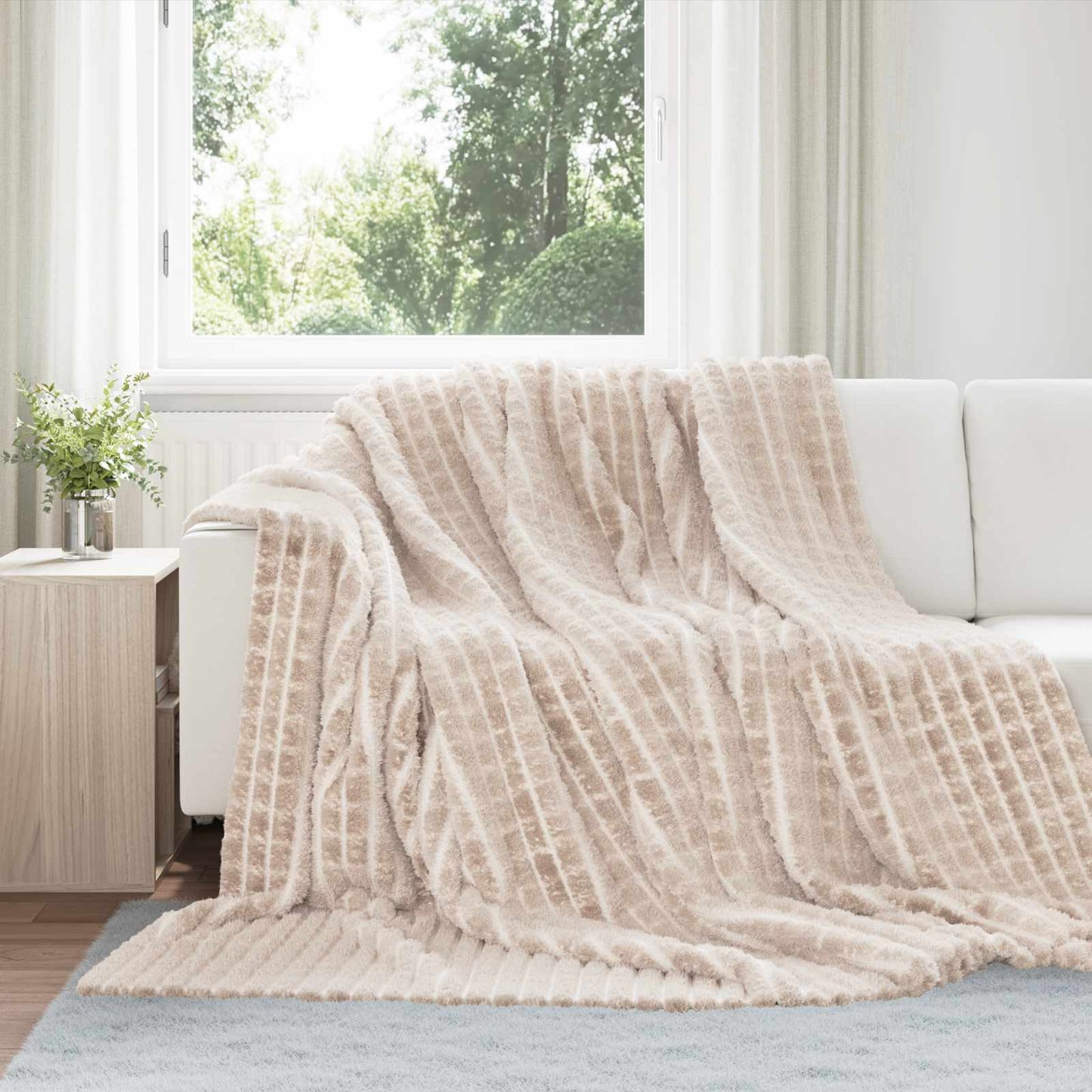 JUNG Vida Überwurfdecke Beige 270 x 240 cm Fleece