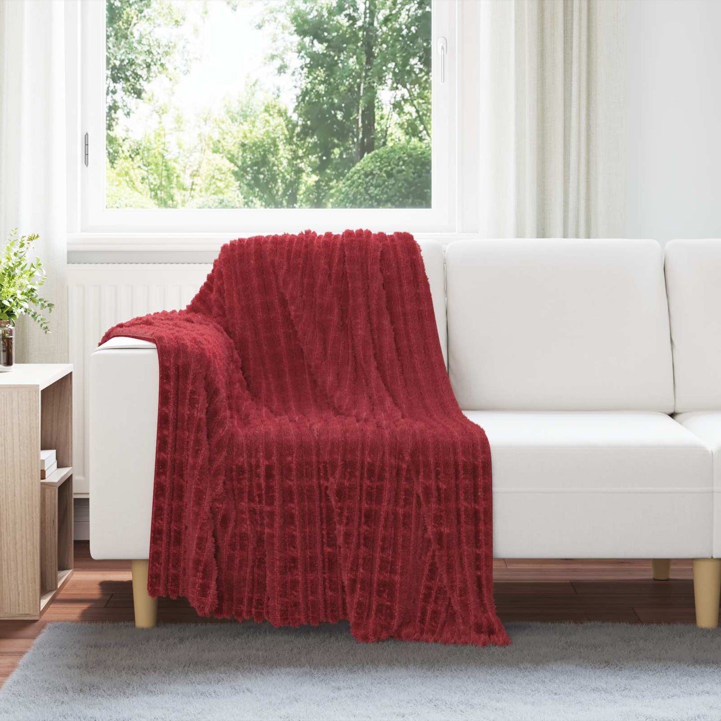 JUNG Vida Überwurfdecke Bordeauxrot 150 x 130 cm Fleece
