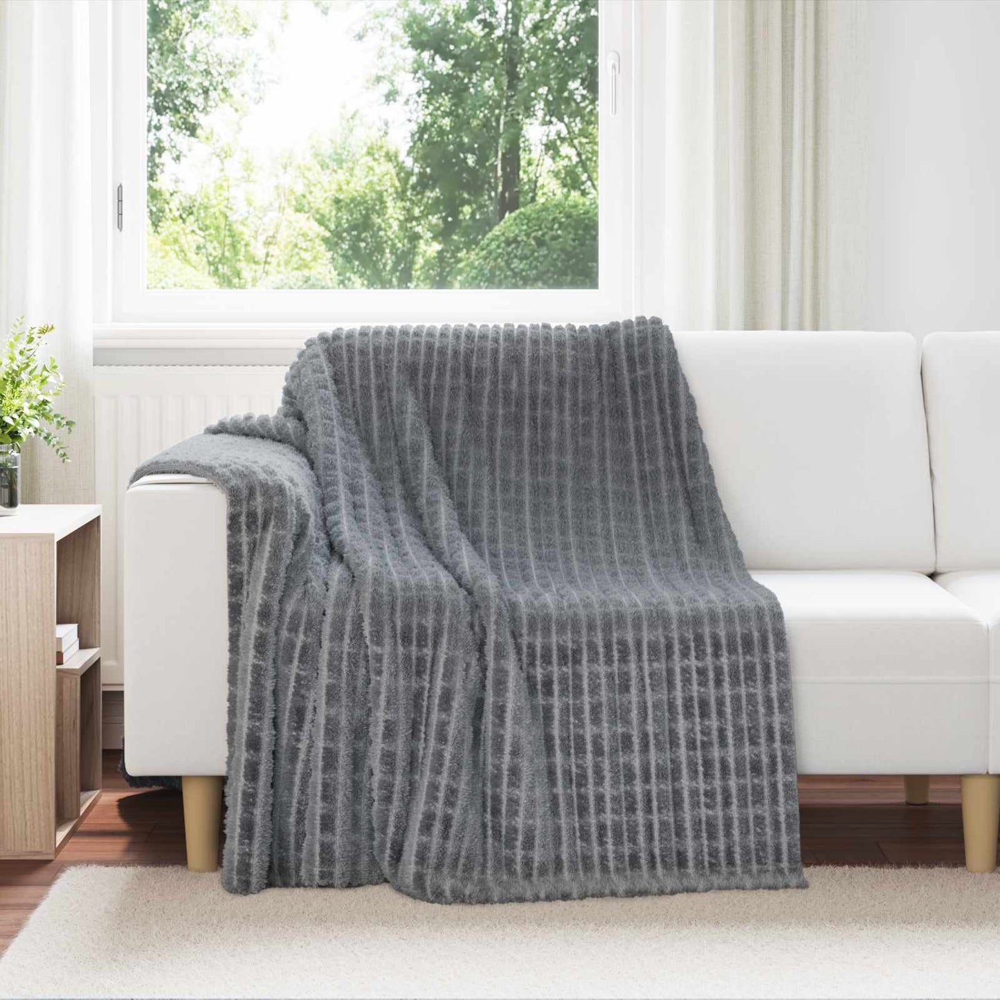 JUNG Vida Wohndecken 6 Stück Dunkelgrau 200 x 150 cm Fleece