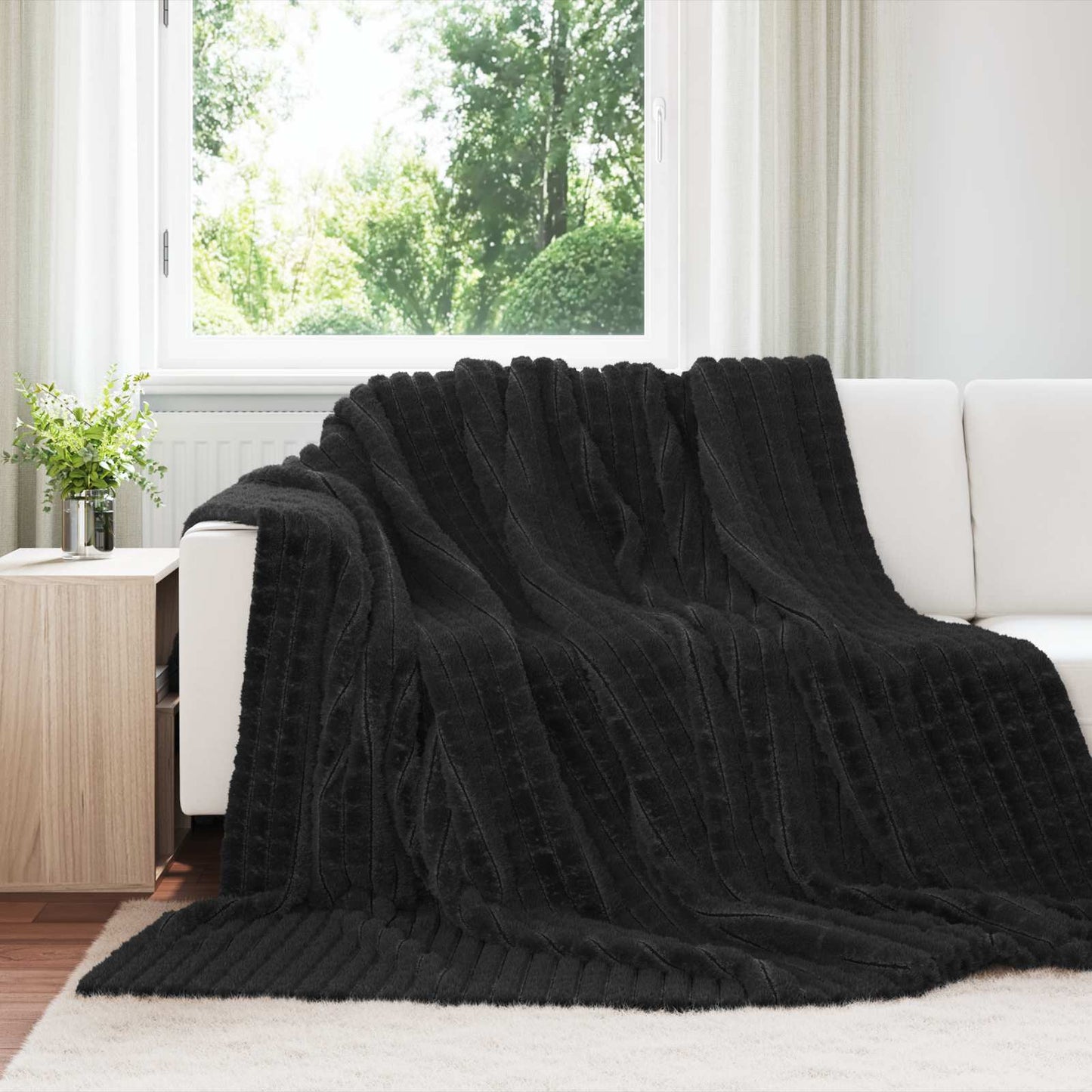 JUNG Vida Wohndecken 6 Stück Schwarz 240 x 220 cm Fleece