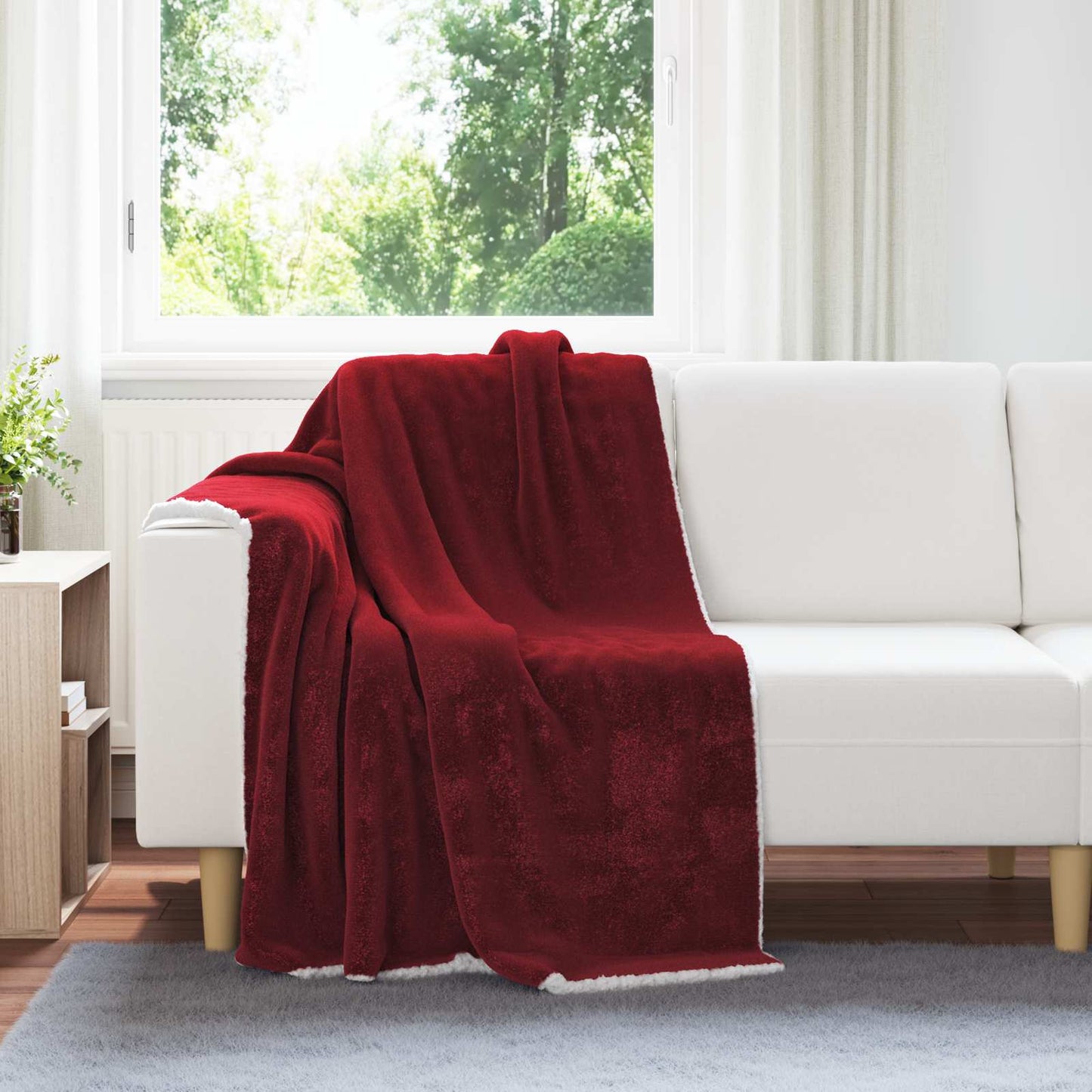 JUNG Vida Überwurfdecke Bordeauxrot 130 x 150 cm Fleece