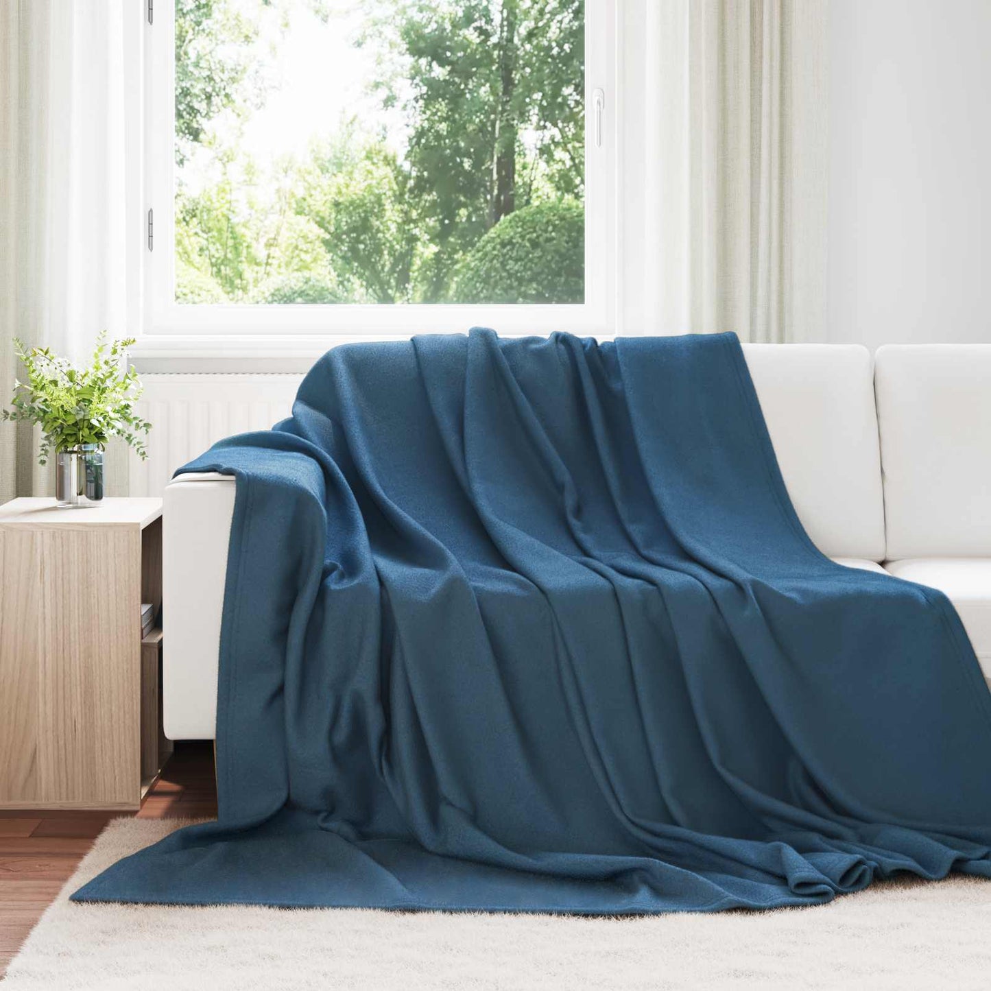 JUNG Vida Überwurfdecke Marineblau 240 x 220 cm Fleece