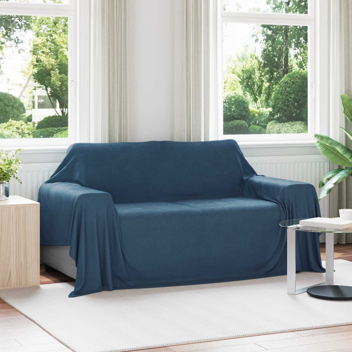 JUNG Vida Überwurfdecke Marineblau 280 x 210 cm Fleece