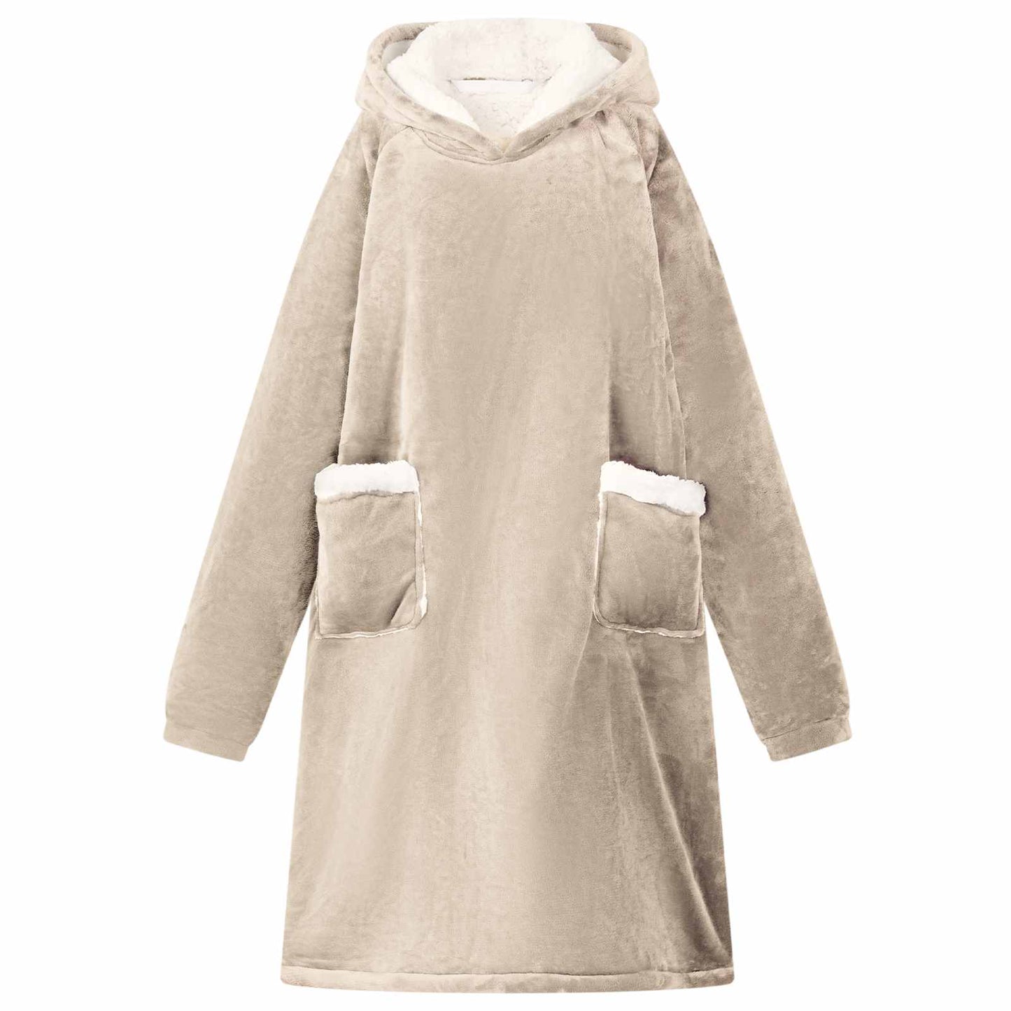 JUNG Vida Decken-Hoodie Beige 112 x 94 cm Fleece und Flanell