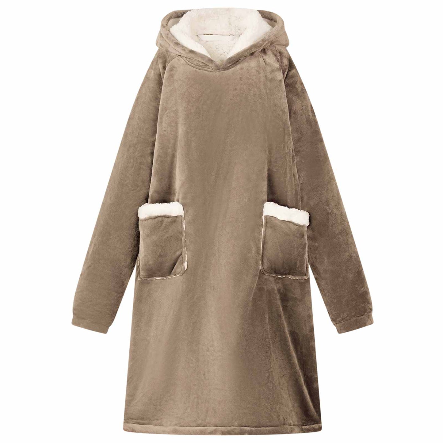 JUNG Vida Decken-Hoodie Kamel 95 x 85 cm Fleece und Flanell
