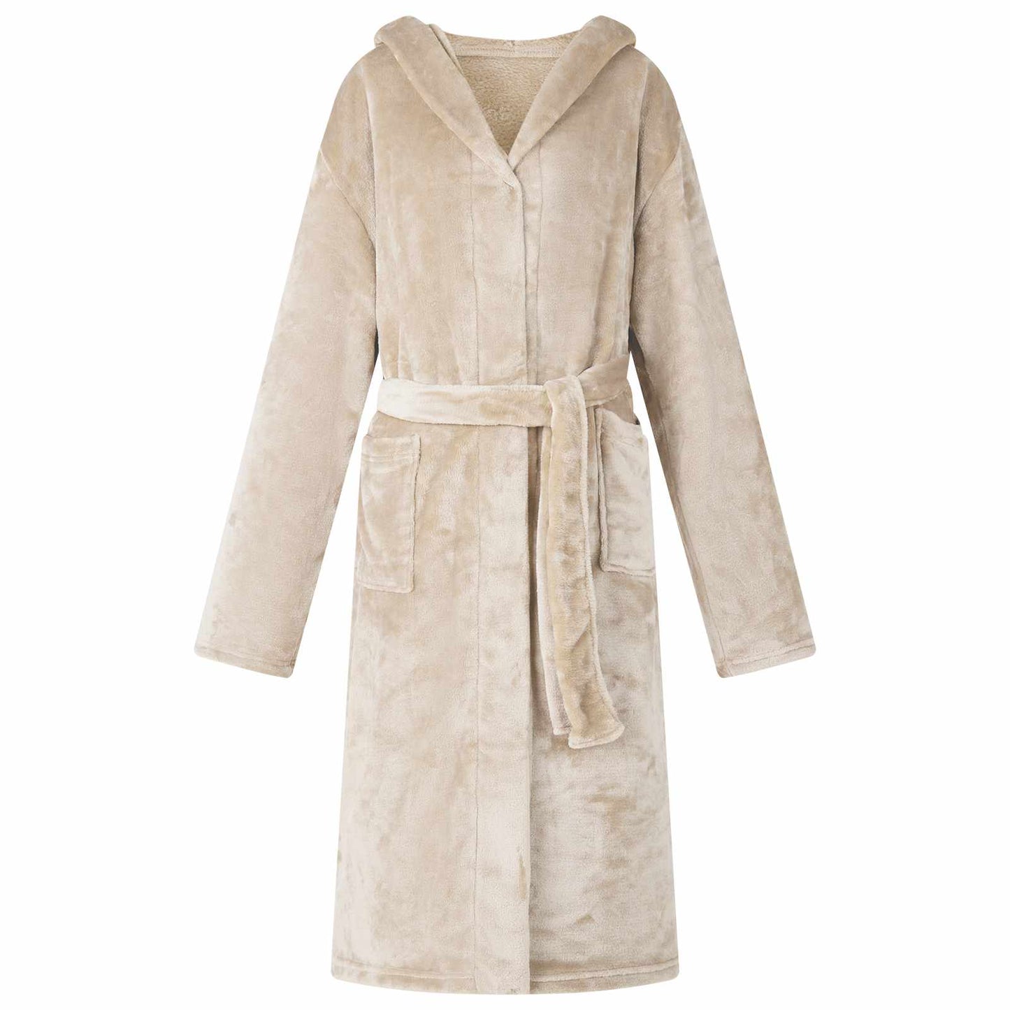 JUNG Vida Bademantel Hoodie Beige M Flanell
