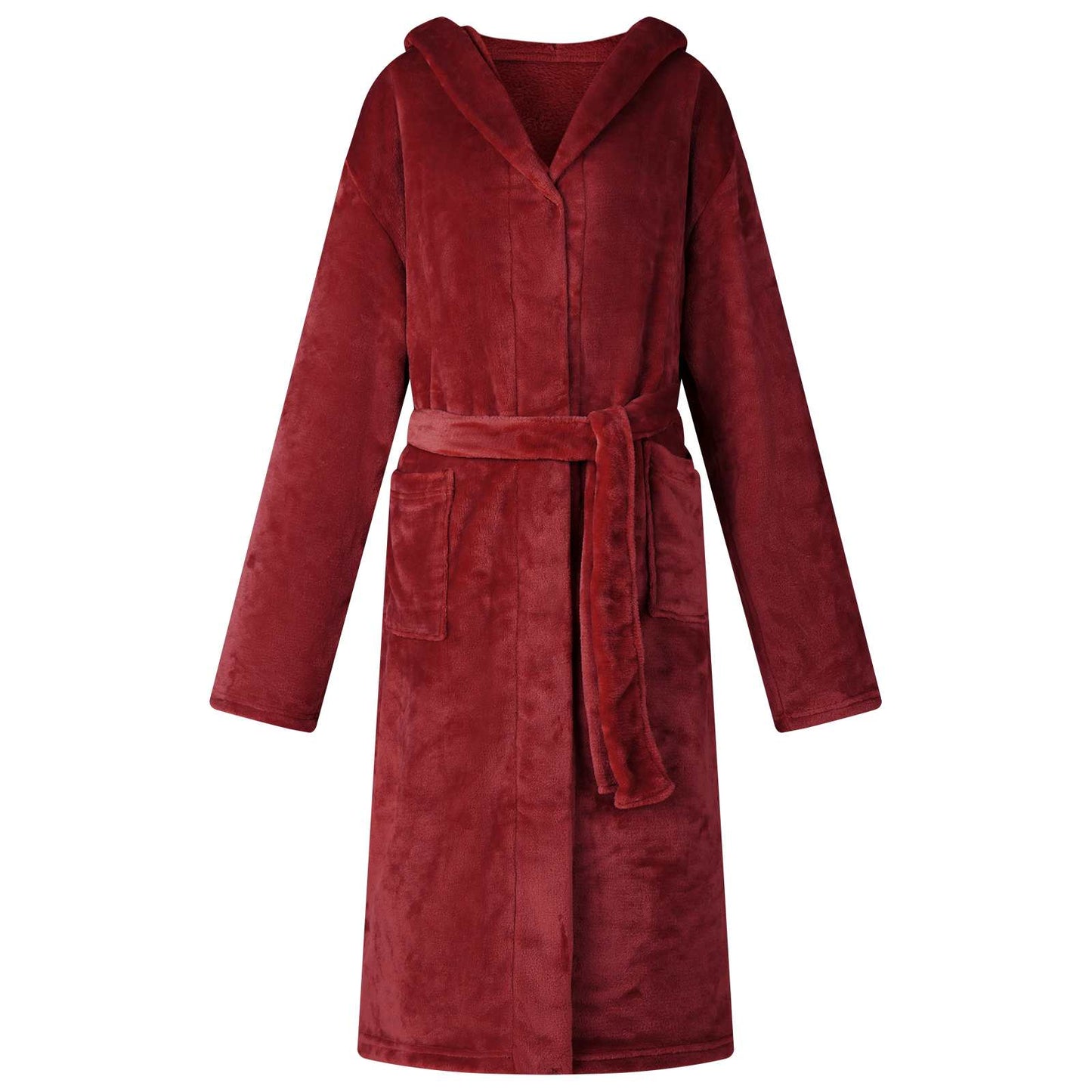 JUNG Vida Bademantel Hoodie Bordeauxrot M Flanell