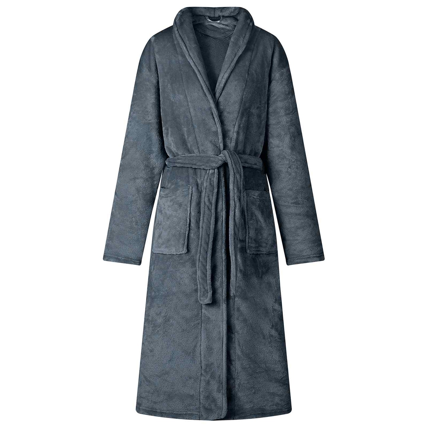 JUNG Vida Bademantel ohne Kapuze Marineblau XXL Flanell