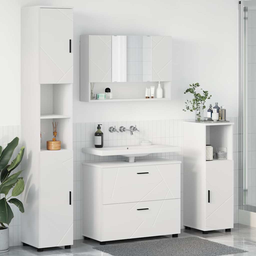 JUNG Vida Badezimmermöbel-Set mit Regal 4 pcs Weiß Sperrholz und Metall