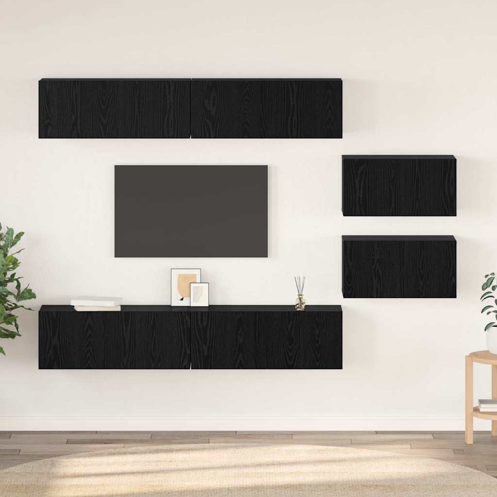 JUNG Vida TV-Schrankset 6 pcs Schwarz Eichen-Optik Holzwerkstoff