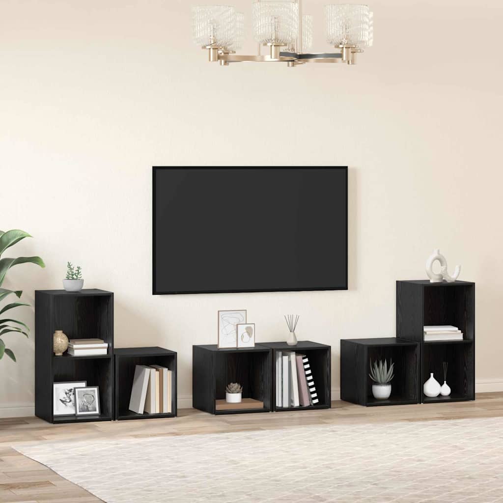 JUNG Vida TV-Schrankset 6 pcs Schwarz Eichen-Optik Holzwerkstoff