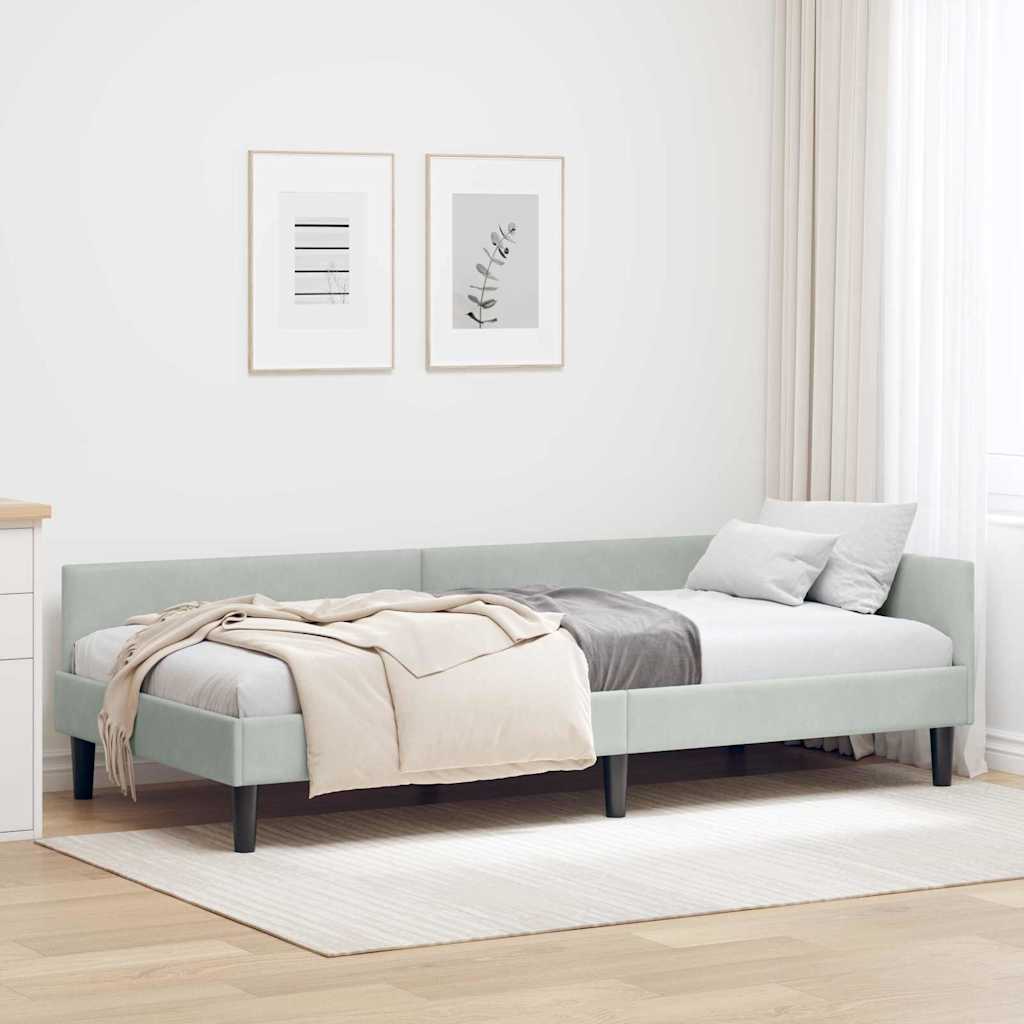 JUNG Vida Eckbettgestell Hellgrau 90 cm x 190 cm SamtundSperrholz