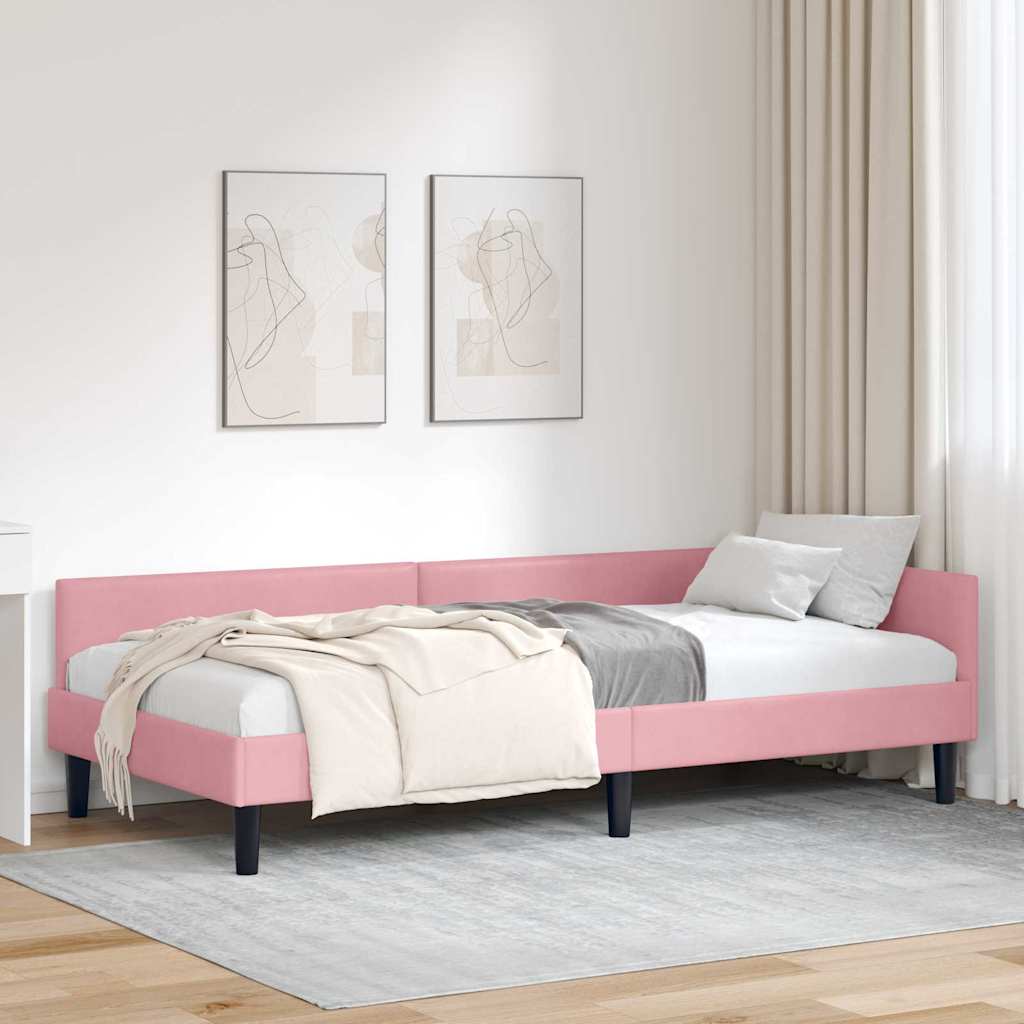 JUNG Vida Eckbettgestell Rosa 90 cm x 190 cm SamtundSperrholz
