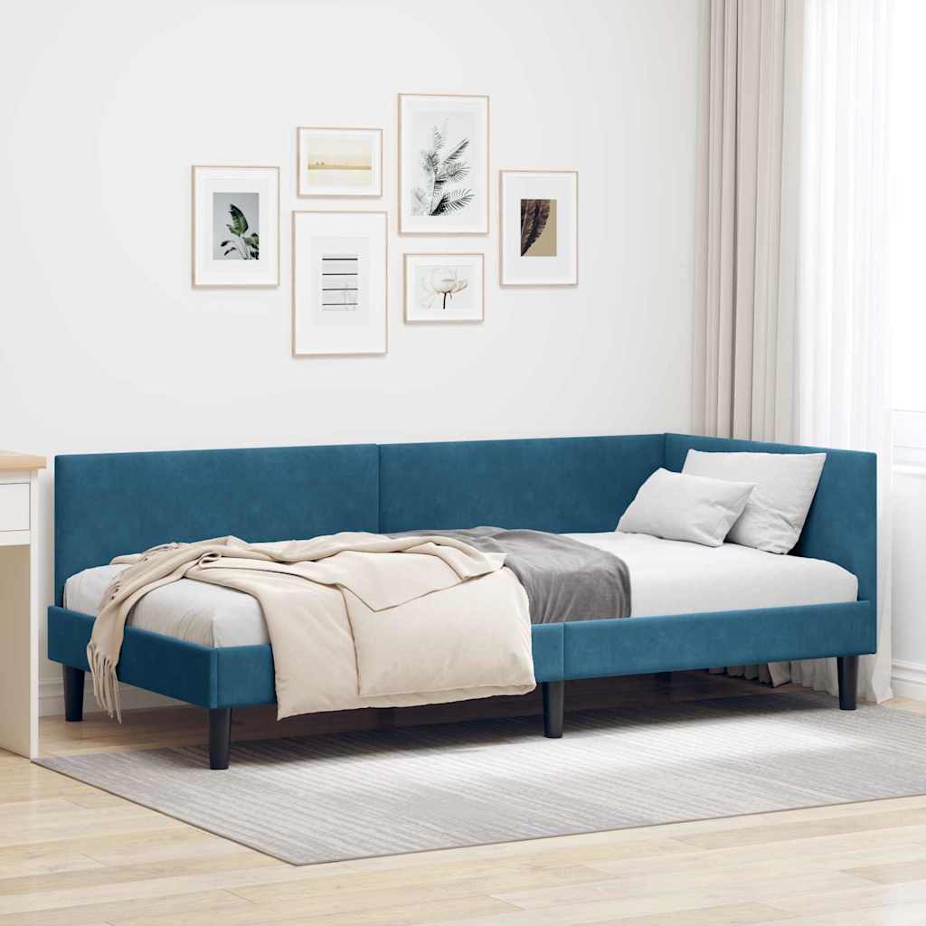 JUNG Vida Eckbettgestell Blau 80 cm x 200 cm Polyester und Sperrholz