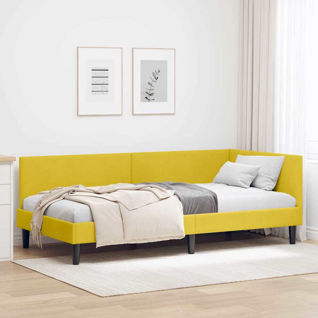 JUNG Vida Eckbettgestell Gelb 80 cm x 200 cm Polyester und Sperrholz