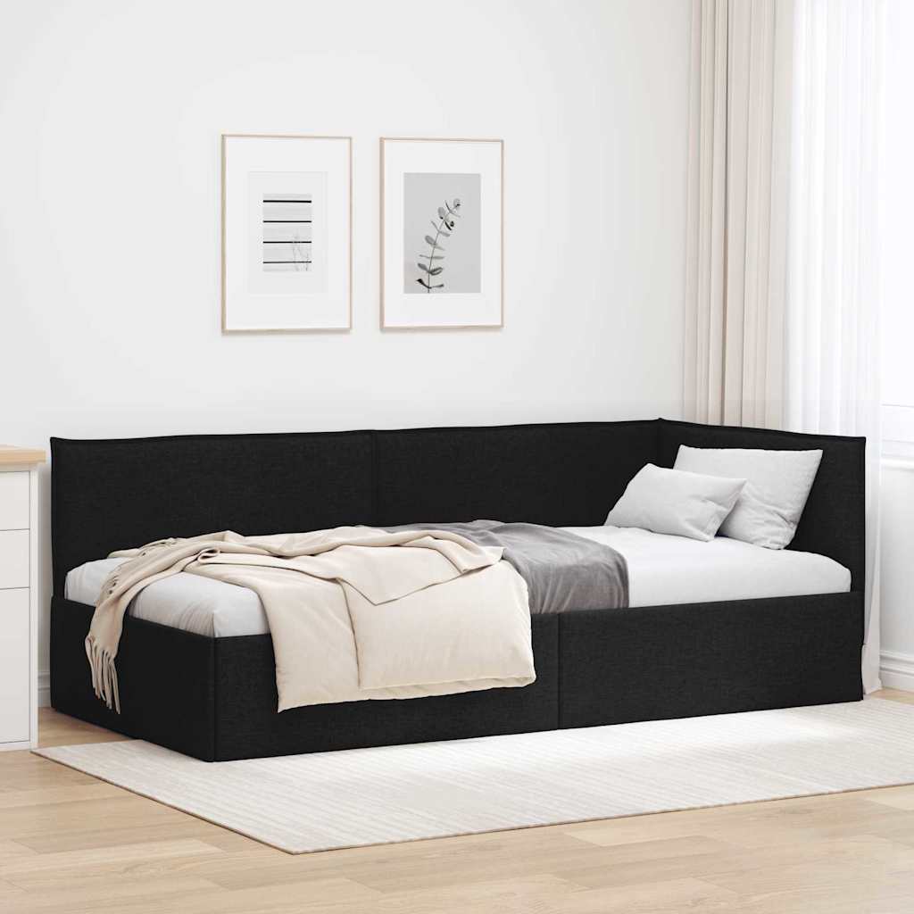 JUNG Vida Eckbettgestell mit Kopfteil Schwarz 80 x 200 cm Samt