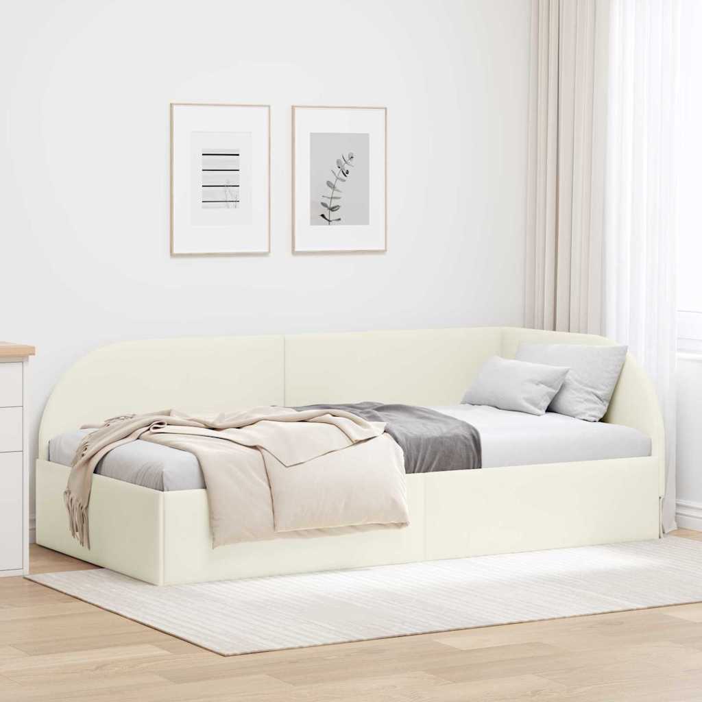 JUNG Vida Eckbettgestell Creme 100 cm x 200 cm Polyester und Sperrholz