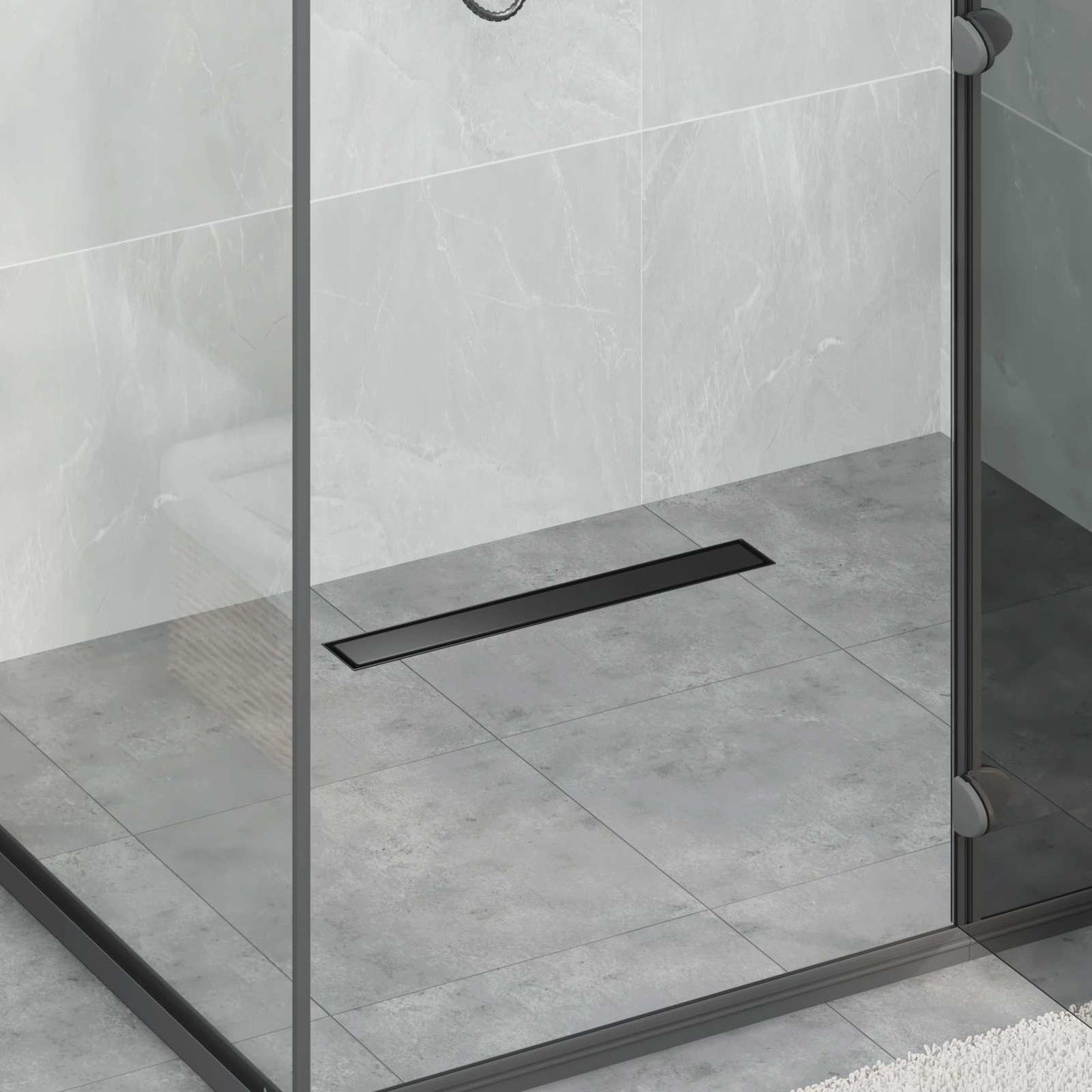 JUNG Vida Duschablauf 2-in-1 mit 360° Siphon Schwarz 50 cm Edelstahl 304