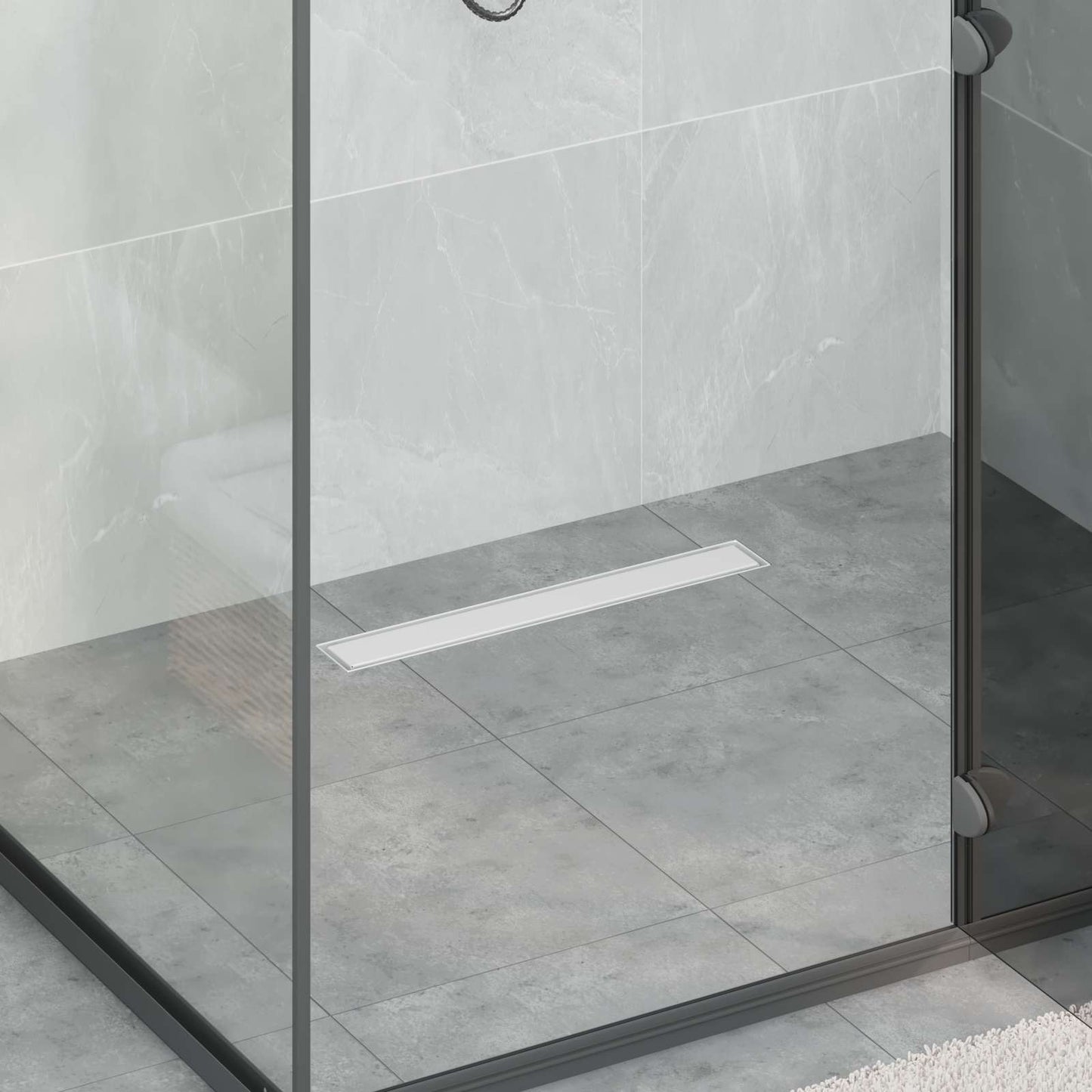 JUNG Vida Duschablauf 2-in-1 mit 360° Siphon Silber 54 x 11 x 9,5 cm