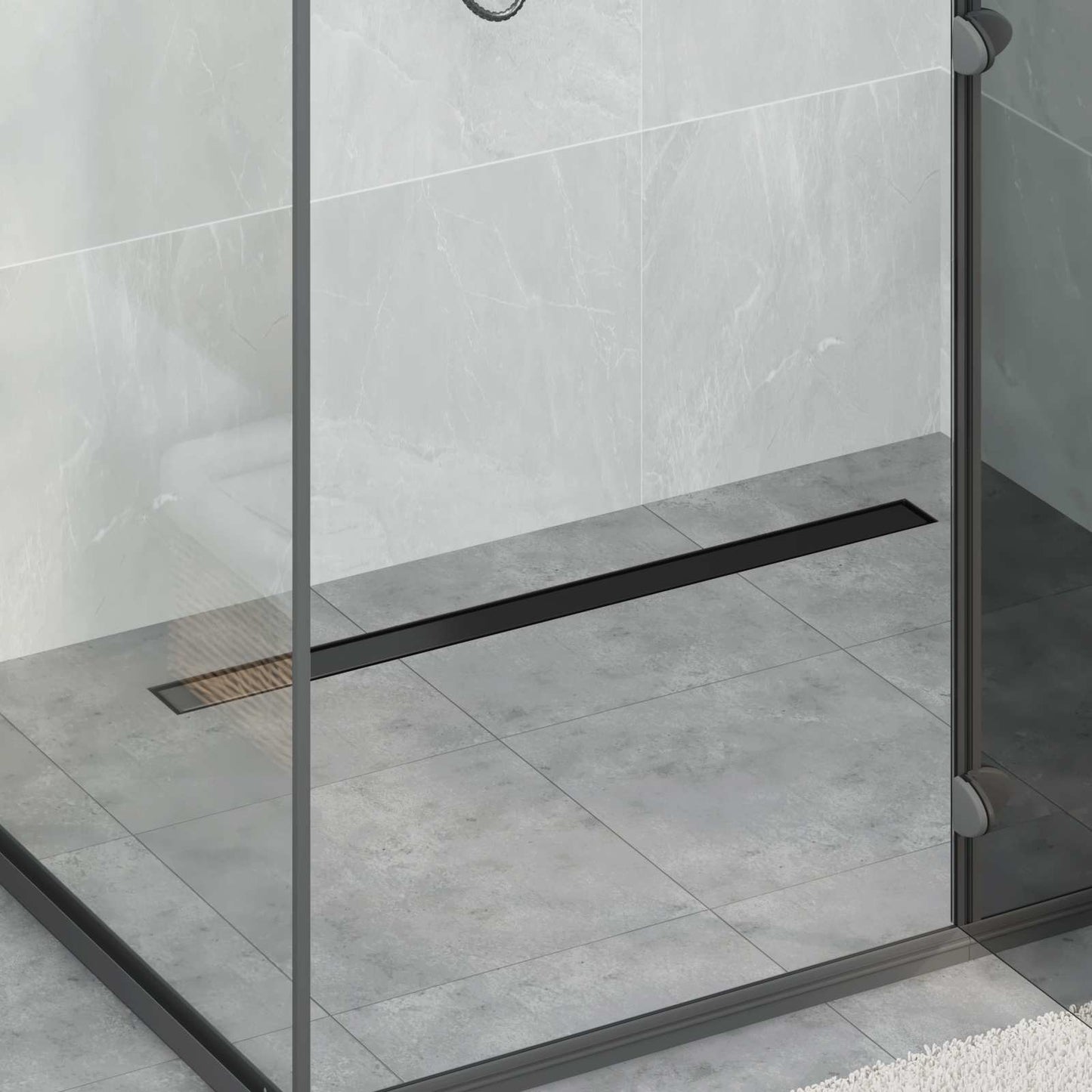 JUNG Vida 2 in 1 Duschabfluss Schwarz 90 cm Edelstahl 304