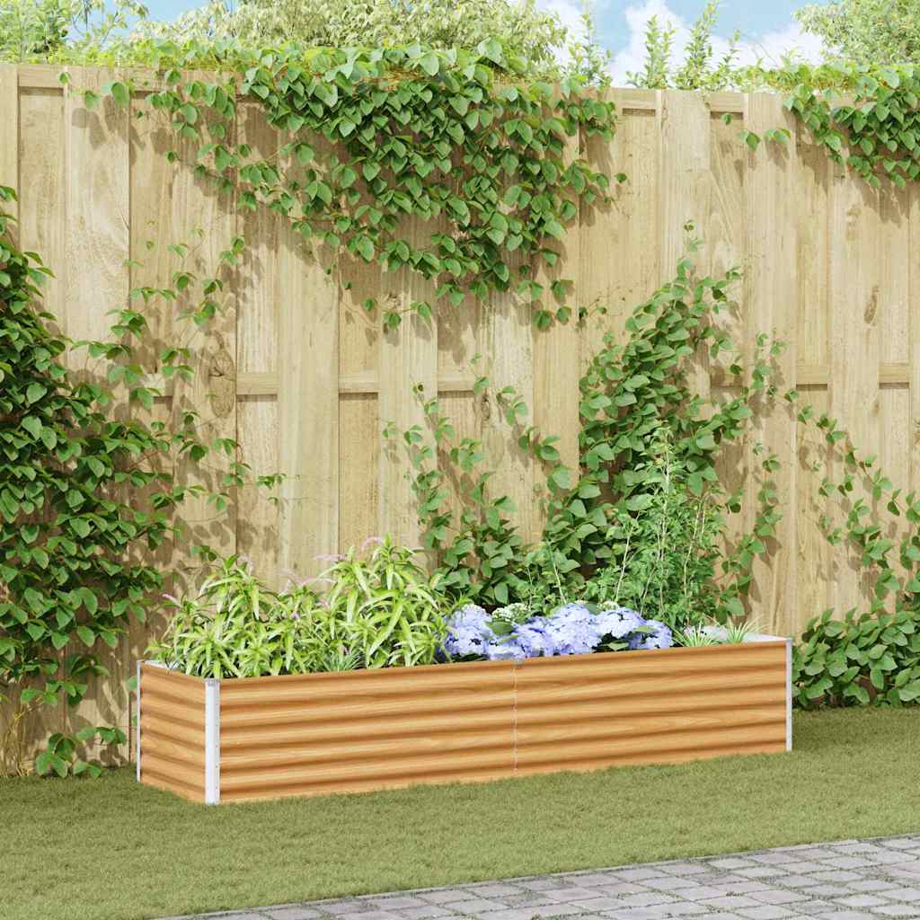 JUNG Vida Hochbeet Hellbraun 195 x 50 x 36 cm Verzinkter Stahl