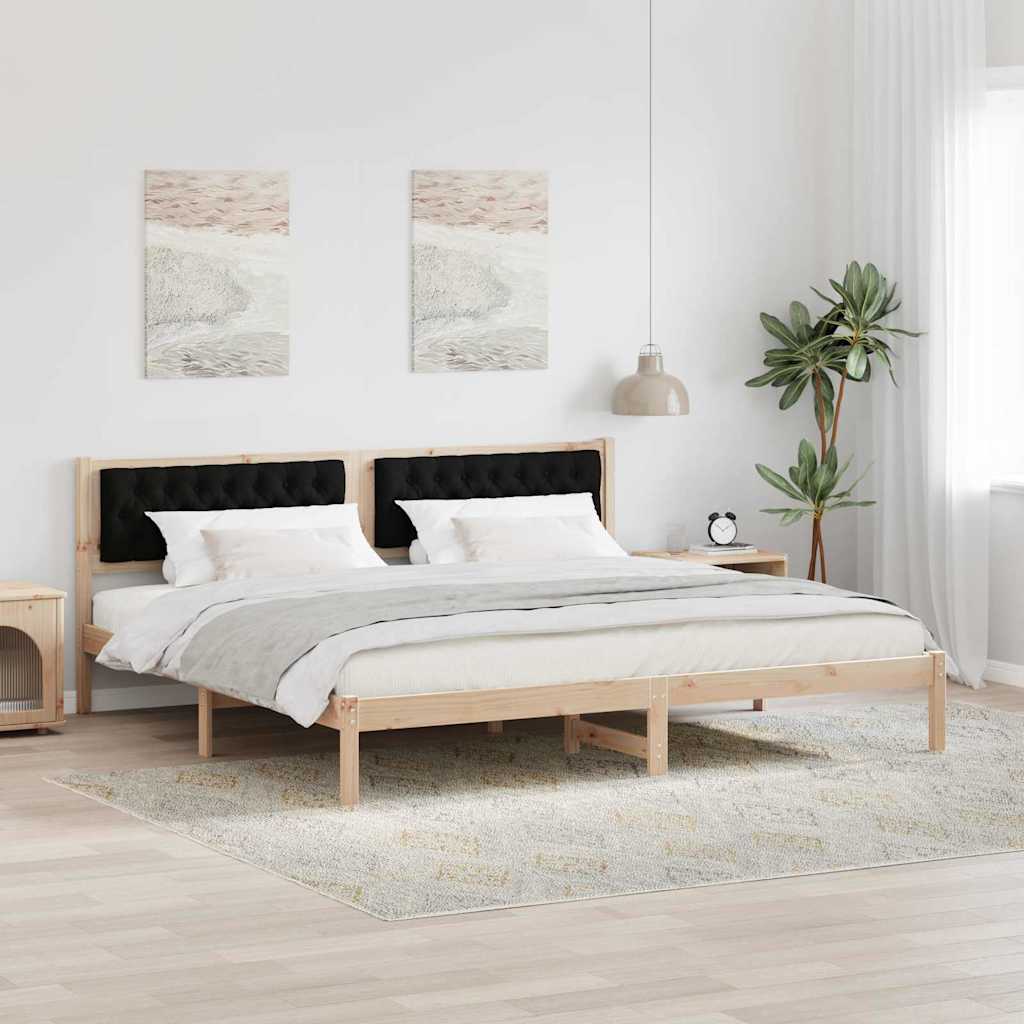 JUNG Vida Bettrahmen Schwarz 200 x 200 cm Massives Kiefernholz