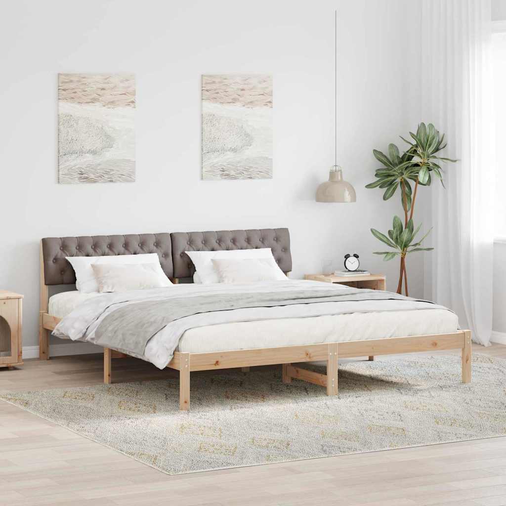 JUNG Vida Bettgestell Braun und Taupe 180 x 200 cm Massivholz Kiefer