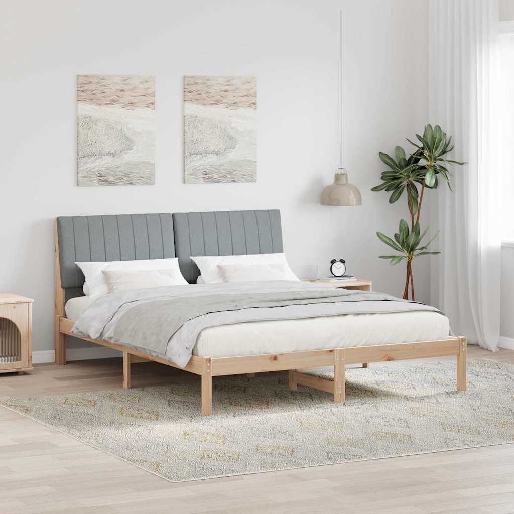 JUNG Vida Bettrahmen mit Kopfteil Braun 150 x 200 cm Massives Kiefernholz