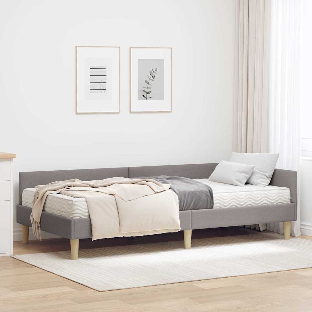 JUNG Vida Eckbettgestell mit Matratze mit Matratze 2 pcs Taupe Stoff