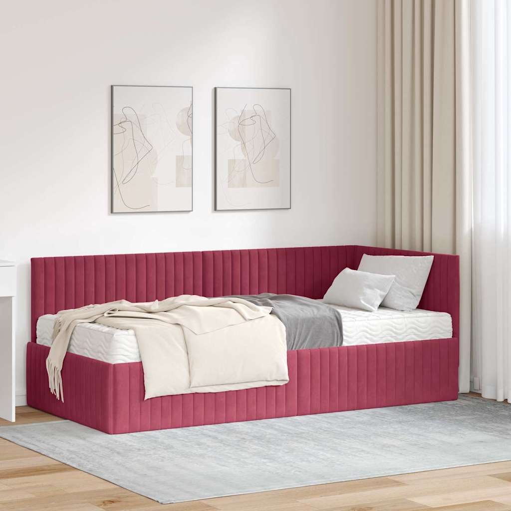 JUNG Vida Eckbettgestell mit Matratze mit Kopfteil 2 pcs Grün Samt