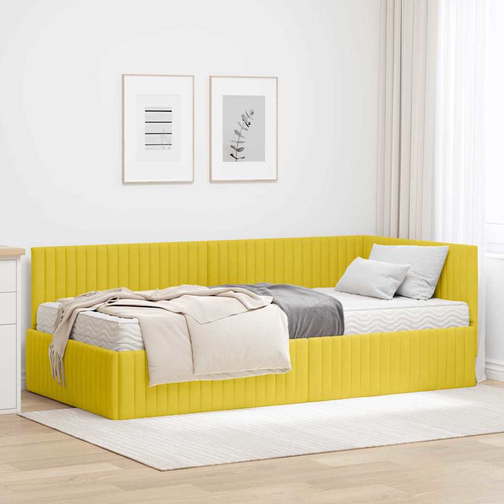 JUNG Vida Eckbettgestell mit Matratze mit Kopfteil 2 pcs Gelb Samt
